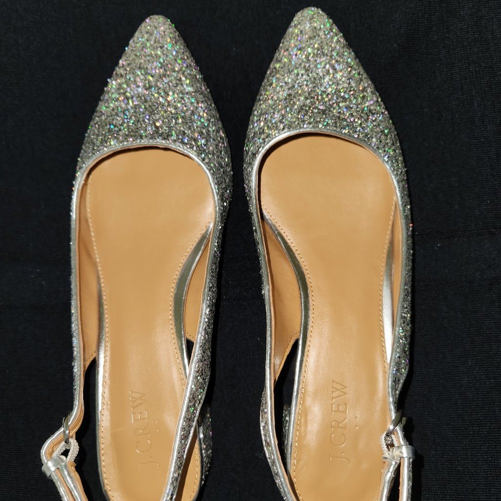 J CREW GLITTER SLINGBACK FLATS